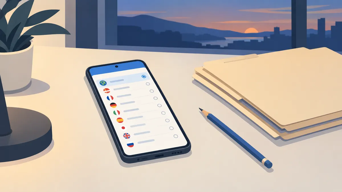 Illustrated Android phone and file folders on a desk