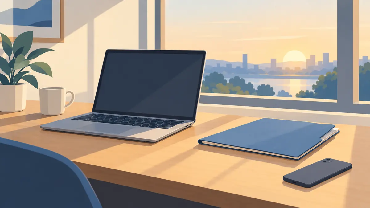 A desk with a laptop and a folder, the kind of place you open an exported localization catalog